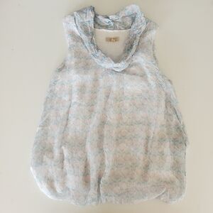 Giusy Silk Medium top Italy Sleeveless Blouse Light Pink Blue White Bubble Flowy
